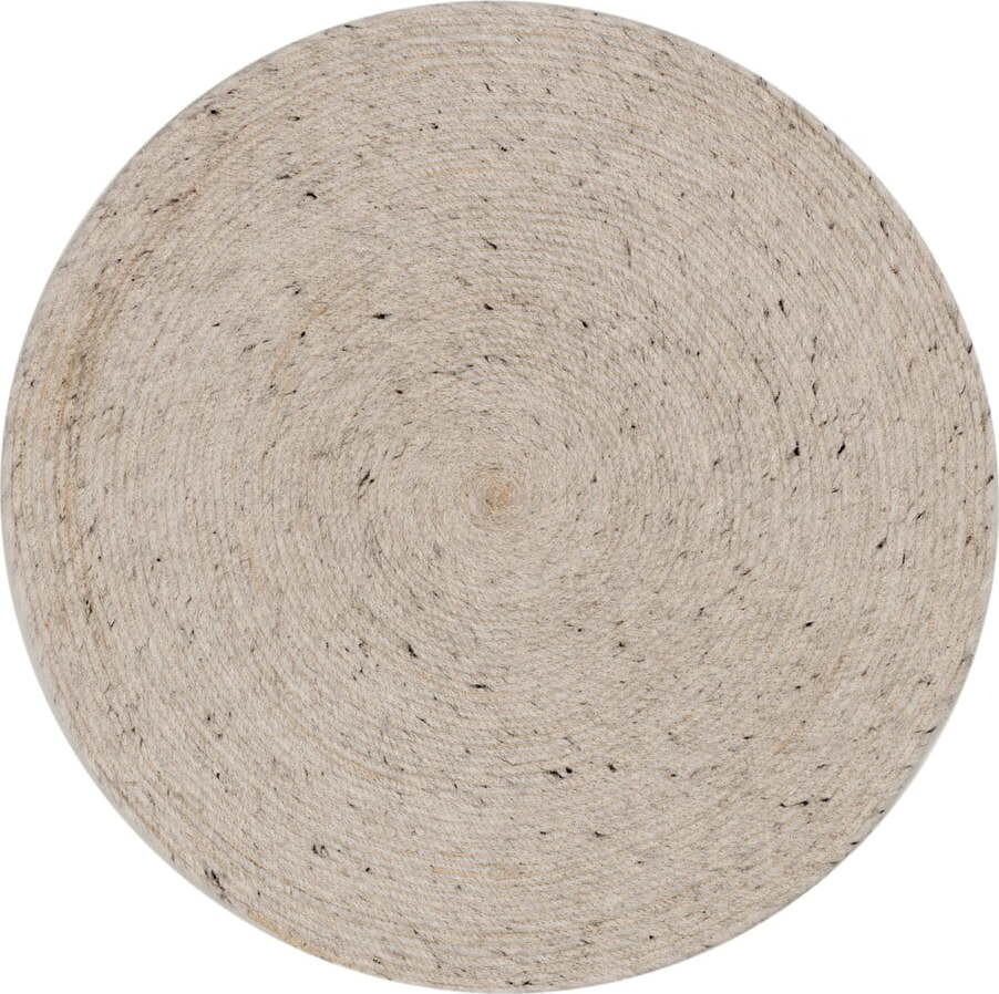 Ručně tkaný vlněný kulatý koberec ve světle šedé a slonovinové barvě ø 200 cm Takashi – Kave Home