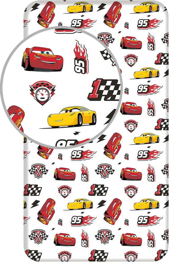 Napínací bavlněné dětské prostěradlo 90x200 cm Cars 