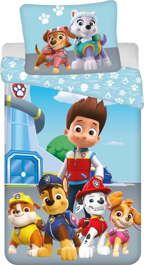 Modré bavlněné dětské povlečení na jednolůžko 140x200 cm Paw Patrol – Jerry Fabrics