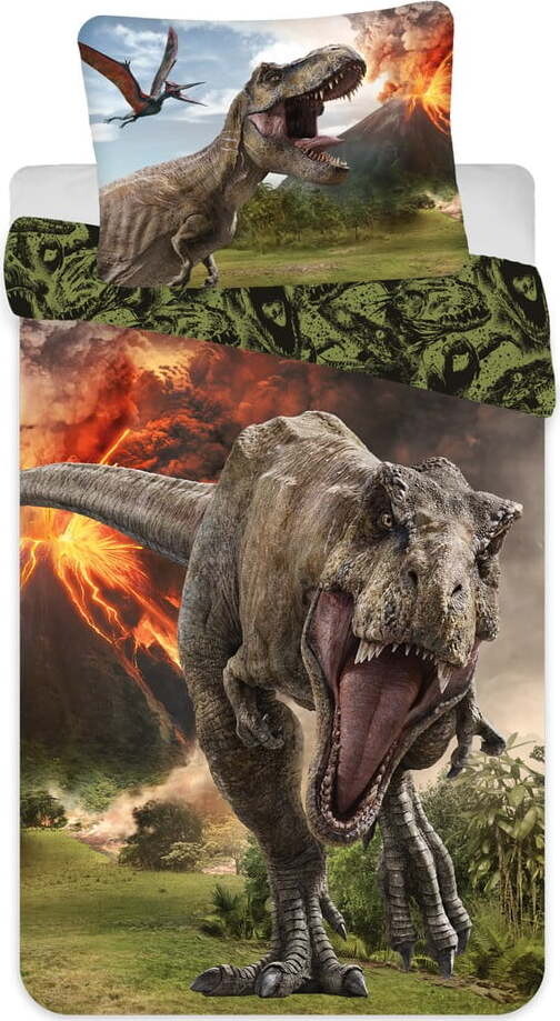 Bavlněné dětské povlečení na jednolůžko 140x200 cm Jurassic World 