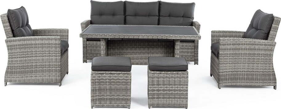Šedý zahradní lounge set z umělého ratanu pro 6 Ariel – Bizzotto
