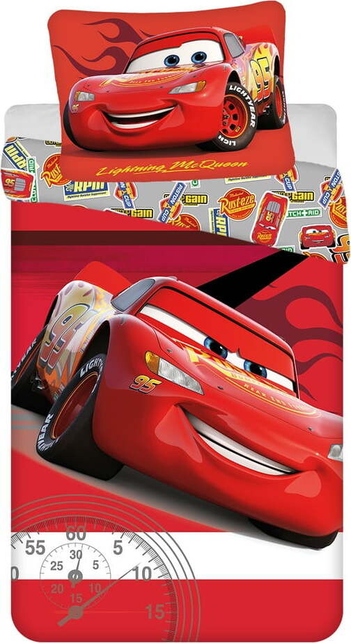 Červené bavlněné dětské povlečení na jednolůžko 140x200 cm Cars 