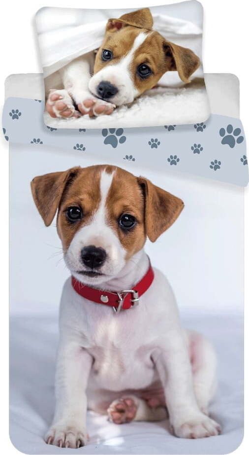 Šedé bavlněné dětské povlečení na jednolůžko 140x200 cm Dog – Jerry Fabrics