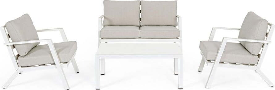 Bílý hliníkový zahradní lounge set pro 4 Harley – Bizzotto