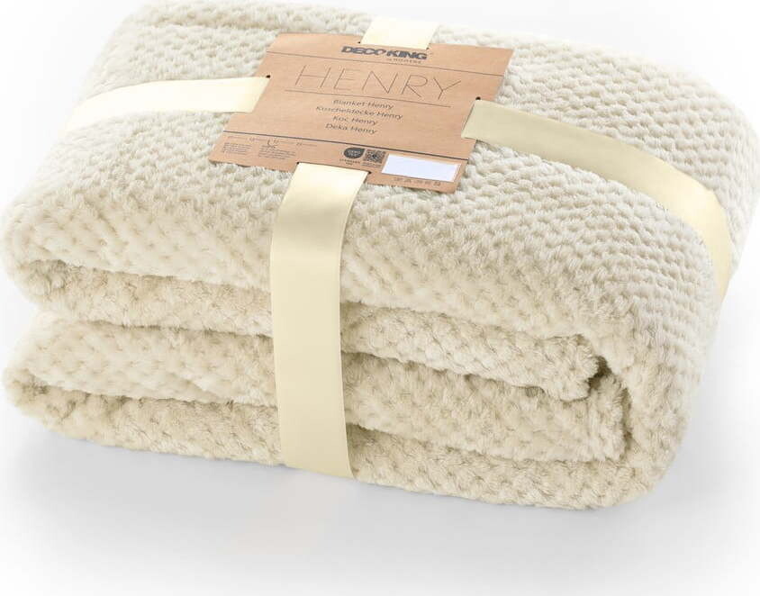 Béžová deka z mikrovlákna DecoKing Henry, 150 x 200 cm