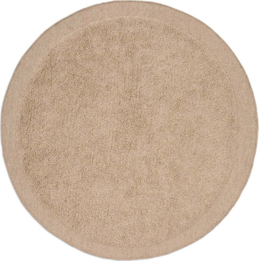 Světle hnědý ručně tkaný vlněný kulatý koberec ø 200 cm Marely – Kave Home