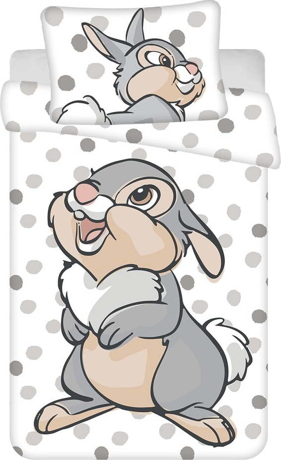 Bílo-šedé bavlněné dětské povlečení do postýlky 100x135 cm Thumper 