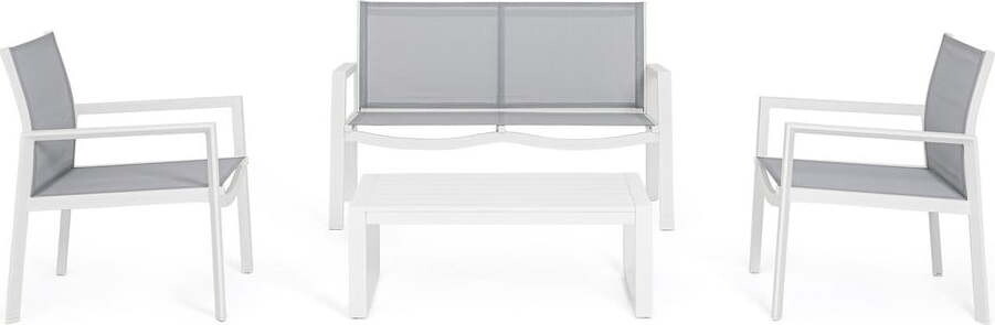 Bílý hliníkový zahradní lounge set pro 4 Kallen – Bizzotto