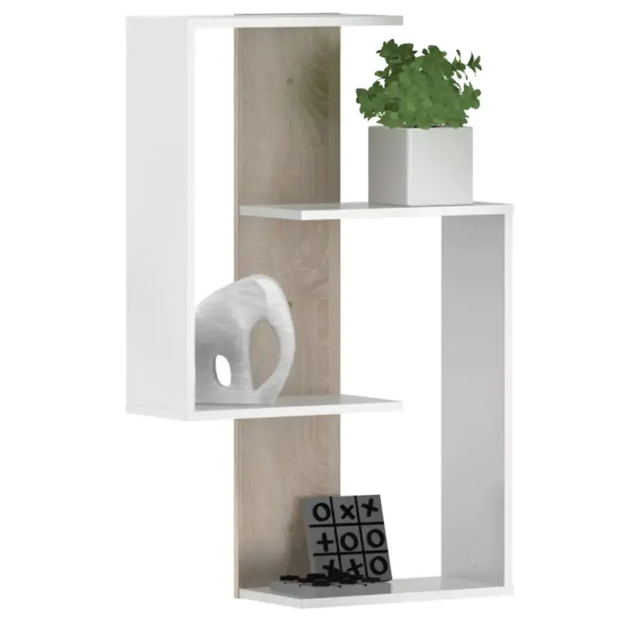 Tempo Kondela Závěsná police VALPA, bílá/dub sonoma