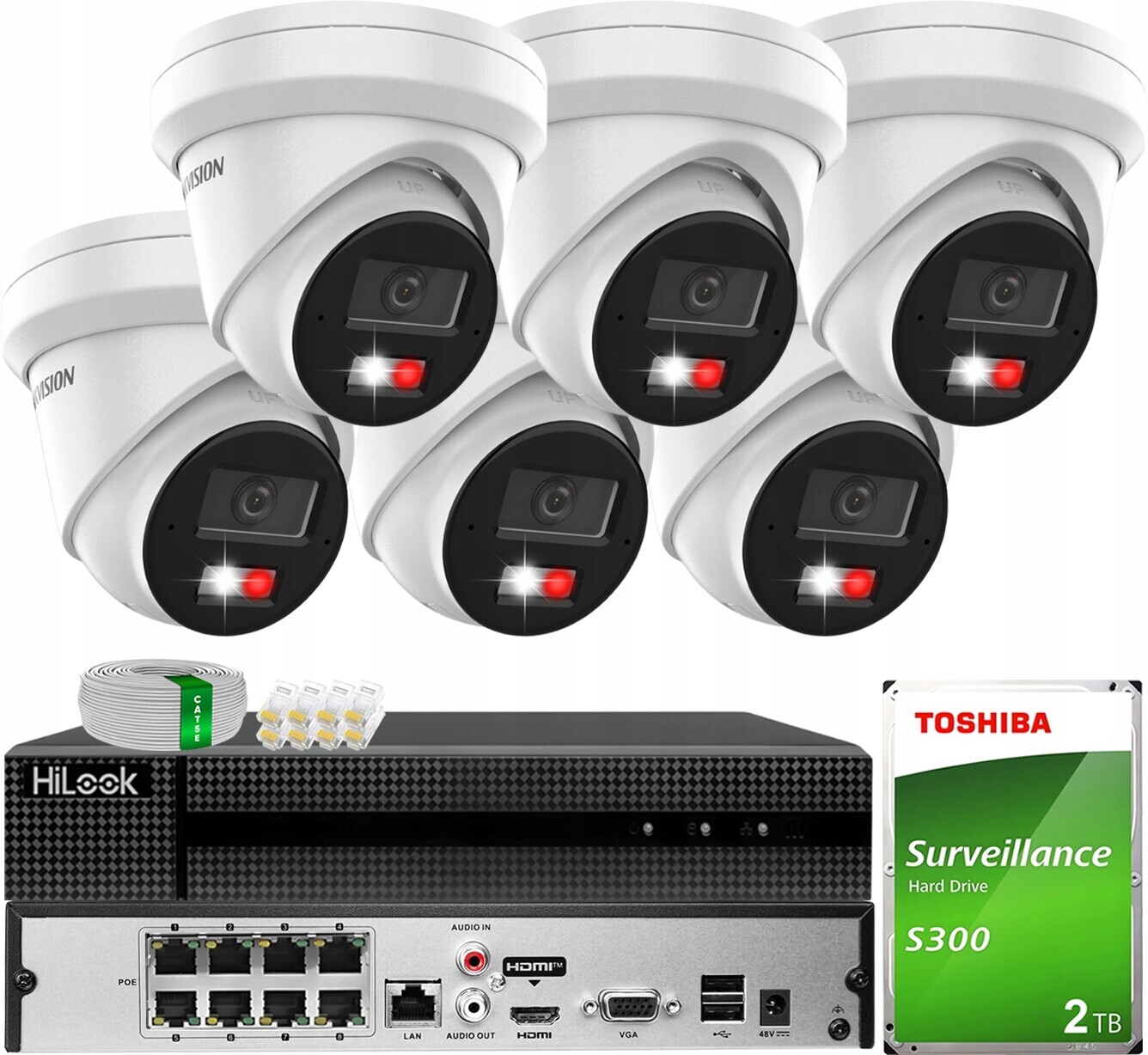 Monitorovací sada 6MPx 6 kamer DS-2CD2363G2-LI2U AcuSense Hikvision 2TB