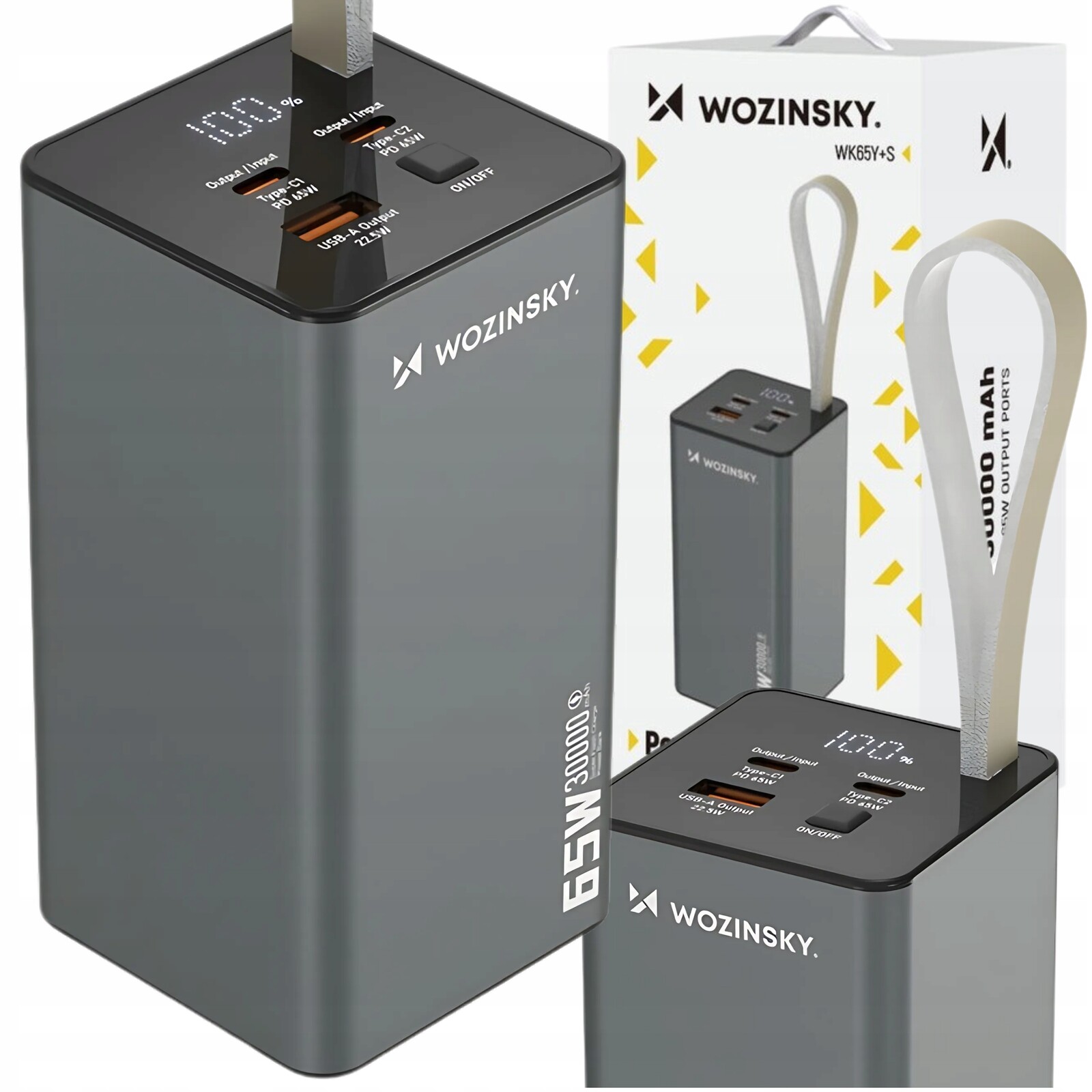 Výkonná Powerbanka 30000 mAh Rychlé Nabíjení Pd Qc Powerbanka Usb-c 65W