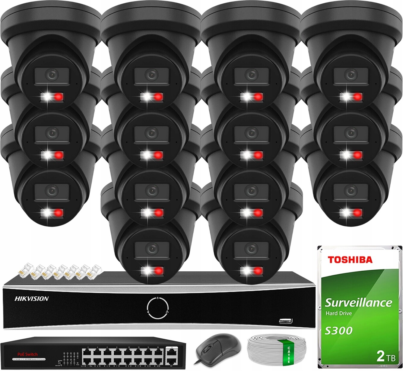 Monitorování 14x Kamera Black 6MPx s AcuSense Hybrid Disk 2TB Hikvision