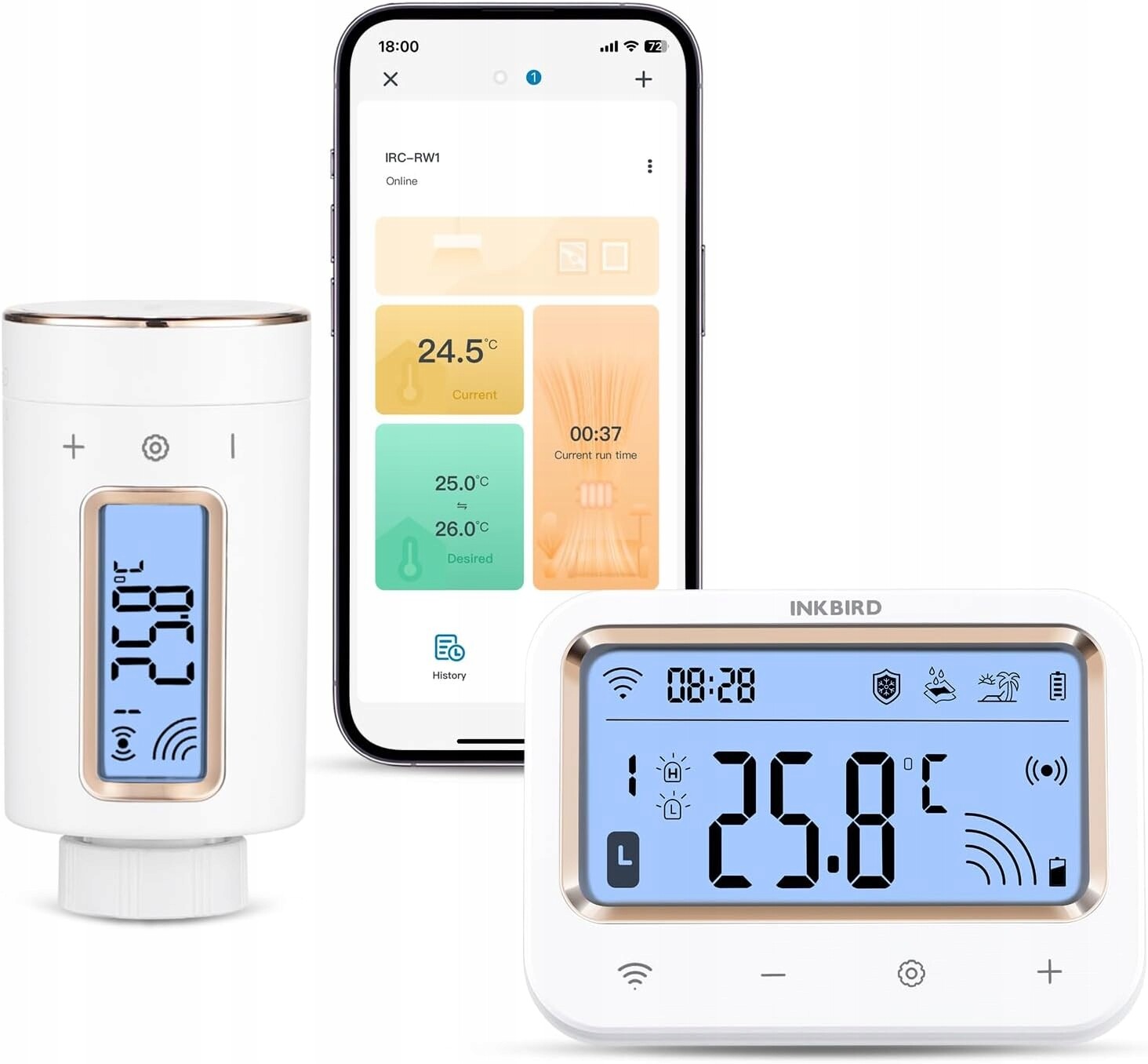 Termostat radiátoru Inkbird Smart IRC-RW1 WiFi 11 programů alarm