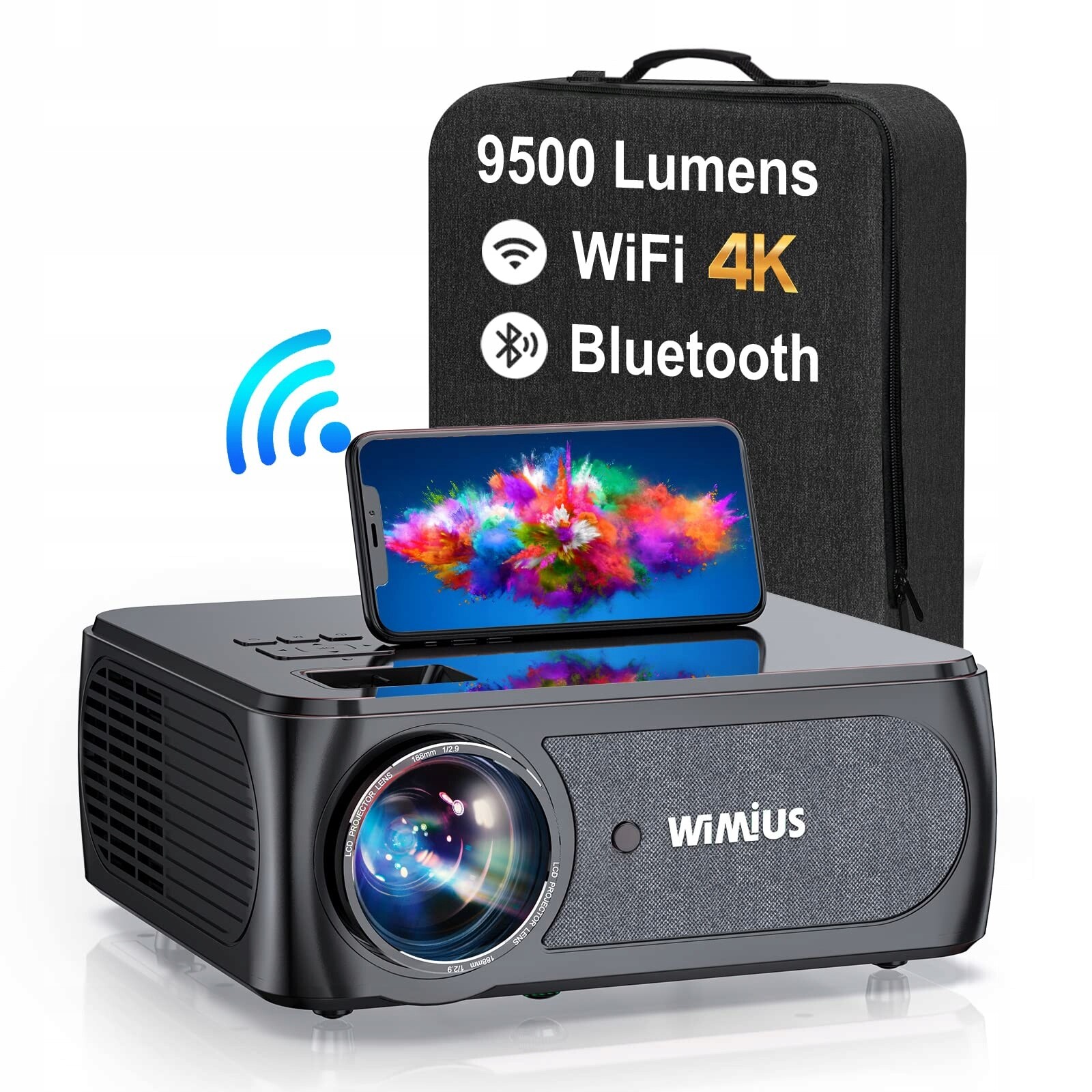 Videoprojektor Wimius K8 Přenosný Projektor Wifi Bluetooth Full Hd 1080P
