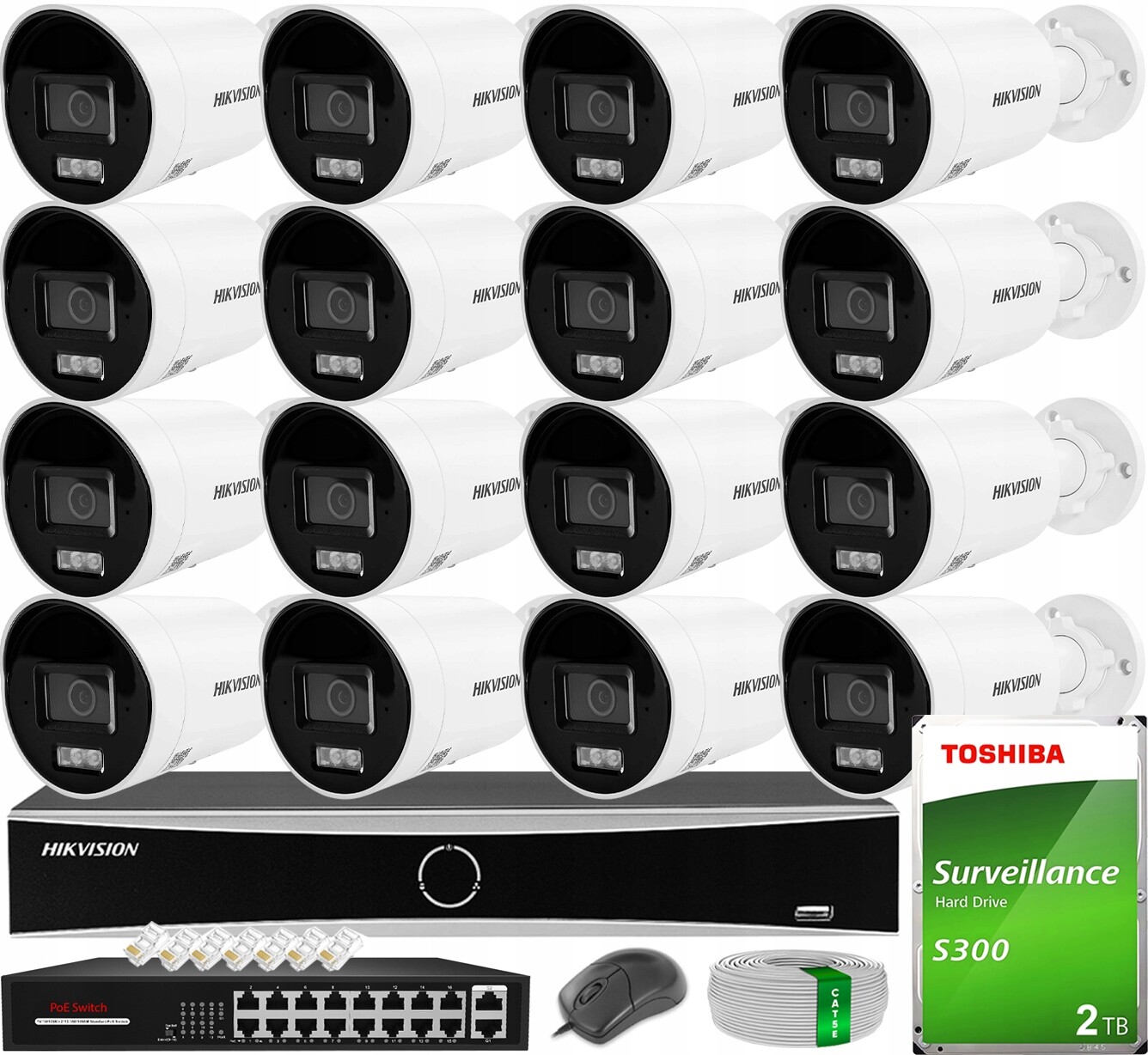 Monitorování na 16 kamer 6MPx s analytikou AcuSense Hybrid Disk 2TB Hikvision