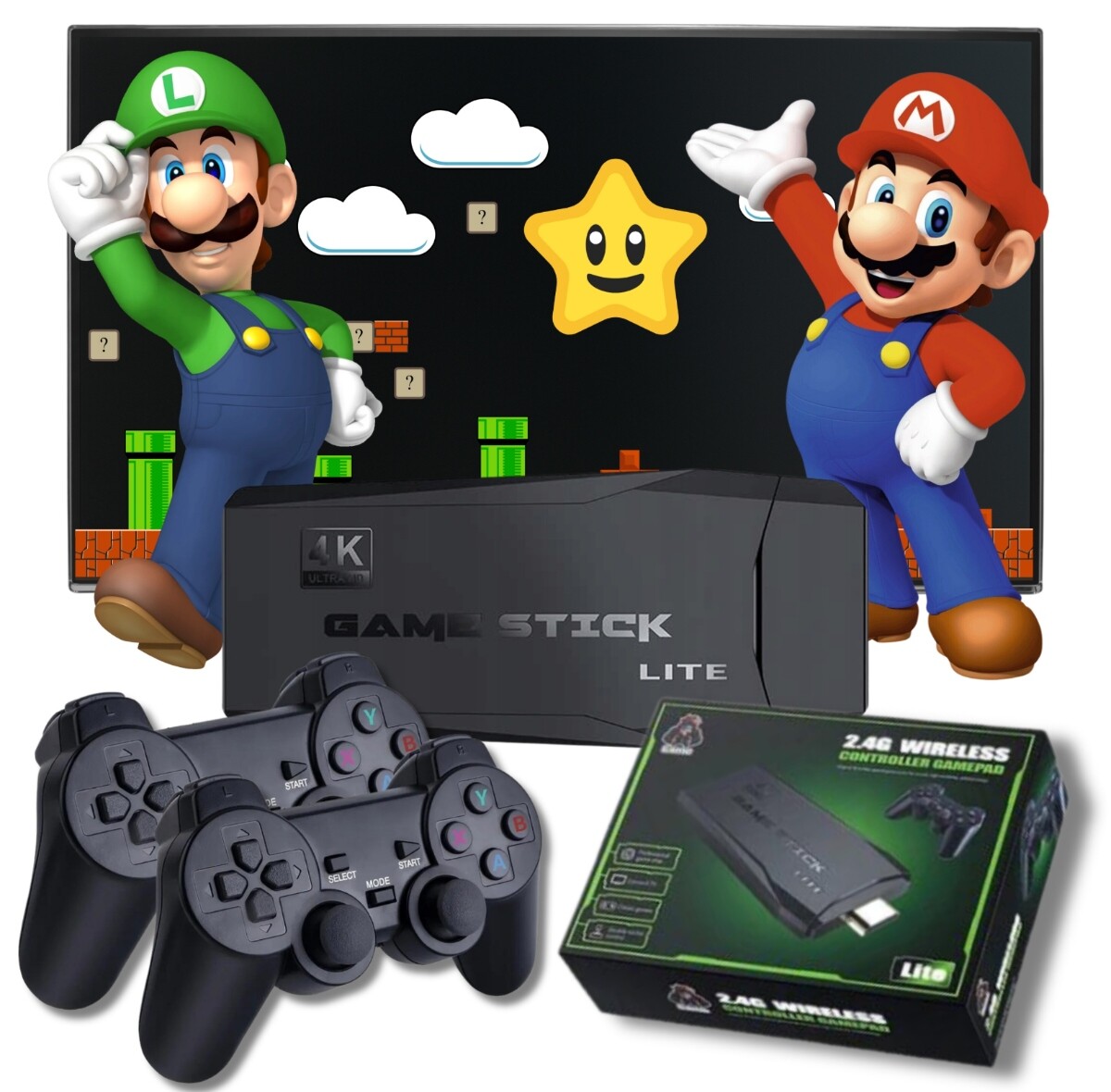 Retro konzole Hdmi Game Stick 20000 her 2 bezdrátové pady Menu Pl