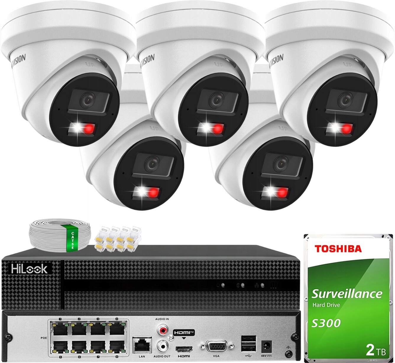 Monitorovací sada 6MPx 5 kamer DS-2CD2363G2-LI2U AcuSense Hikvision 2TB