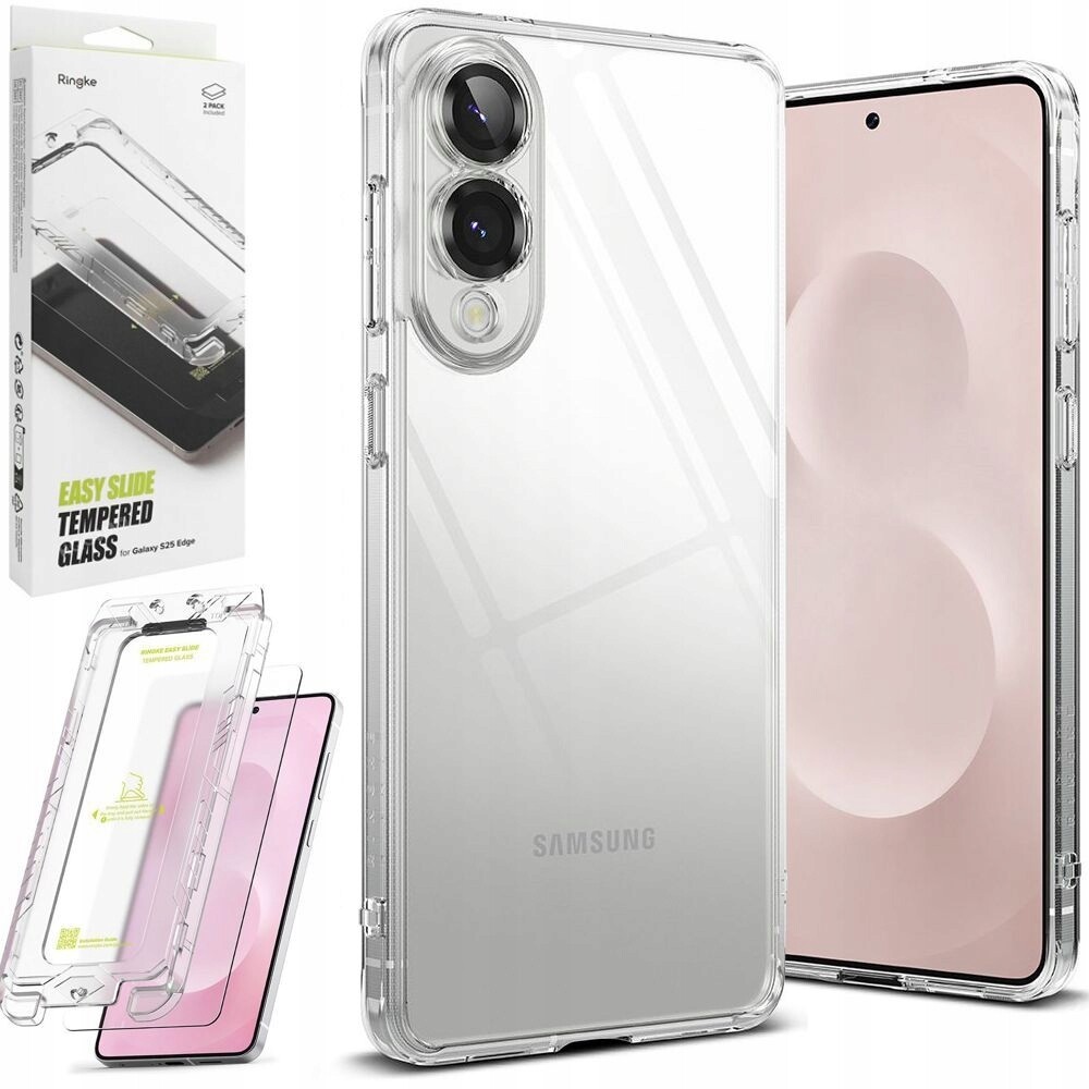 Set Ringke: Pouzdro Fusion Case Bezbarvé 2x Sklo pro Galaxy S25 Edge