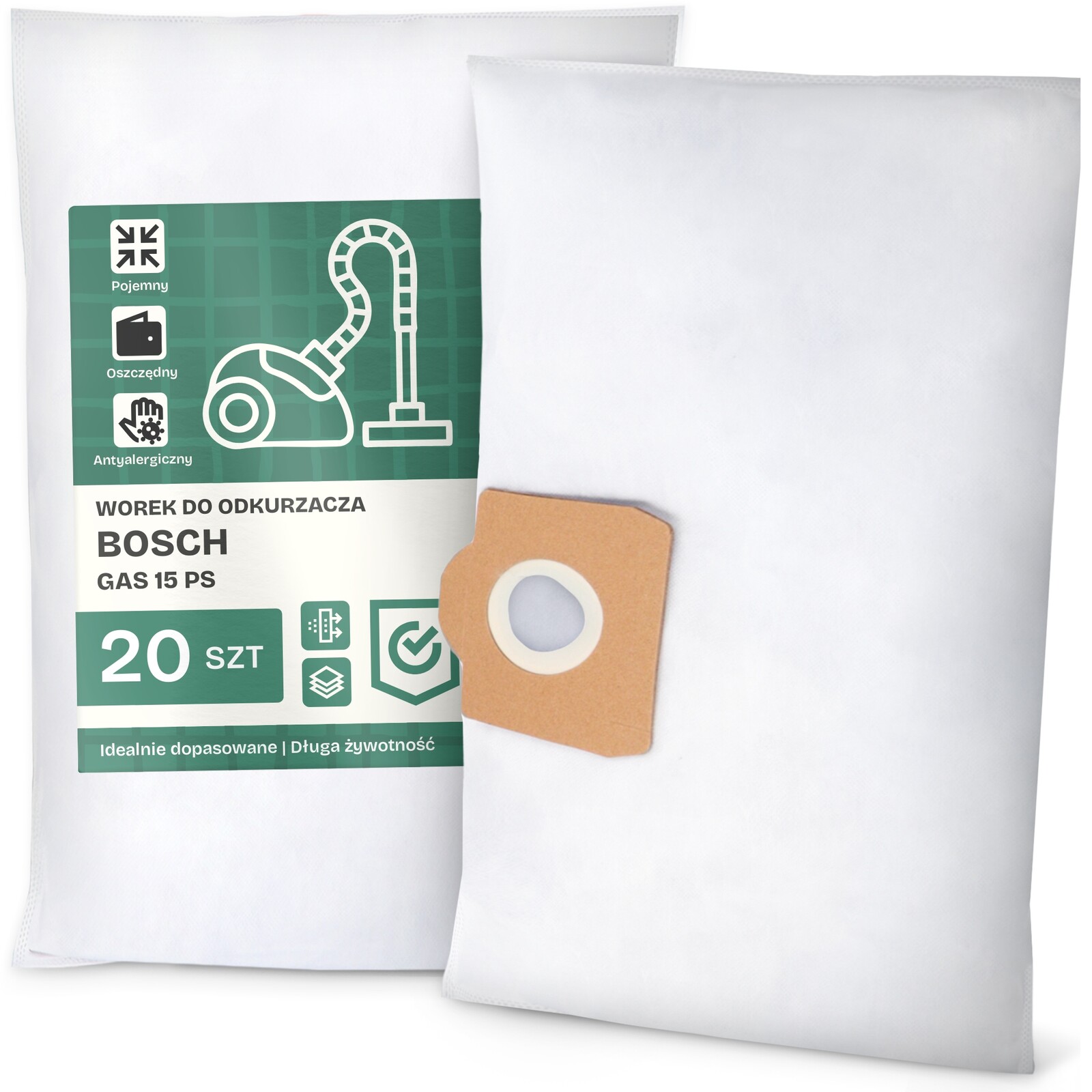 20 x Sáček do Vysavače Bosch Gas 15 Ps Syntetický Textilní Prostorný Sáčky