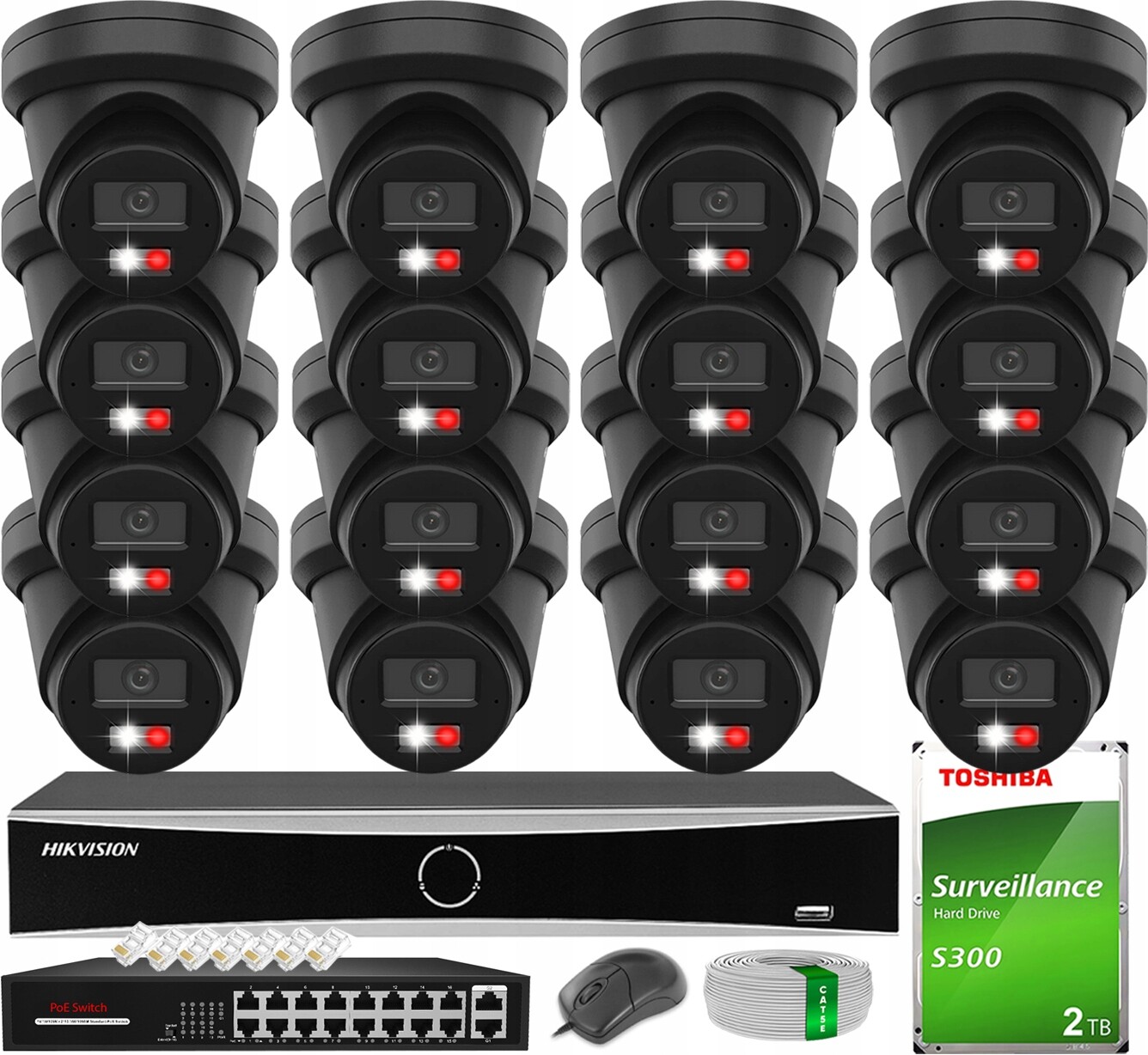 Monitorování 16x Kamera Black 6MPx s AcuSense Hybrid Disk 2TB Hikvision