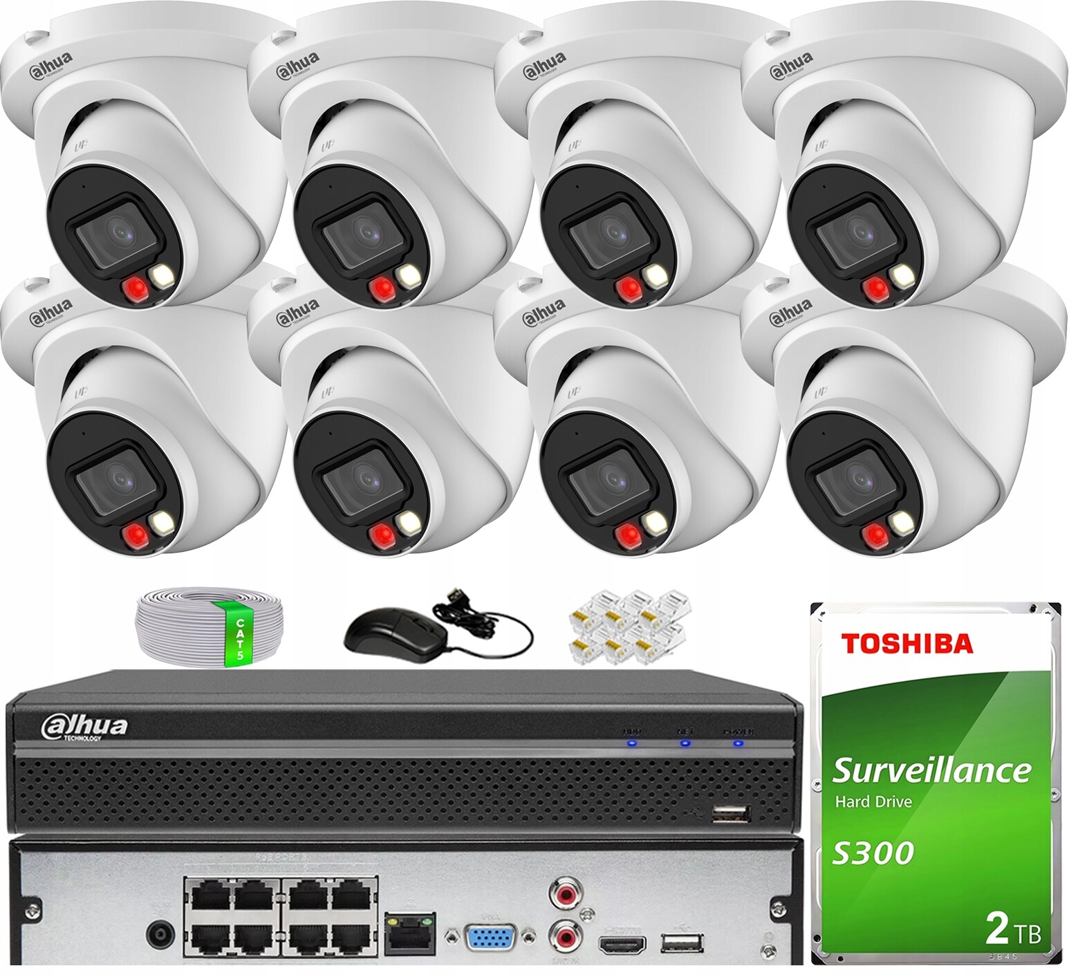 Ip monitorovací sada PoE 8x Kamera IPC-HDW2849TM-S-IL WizSense Dahua 2TB