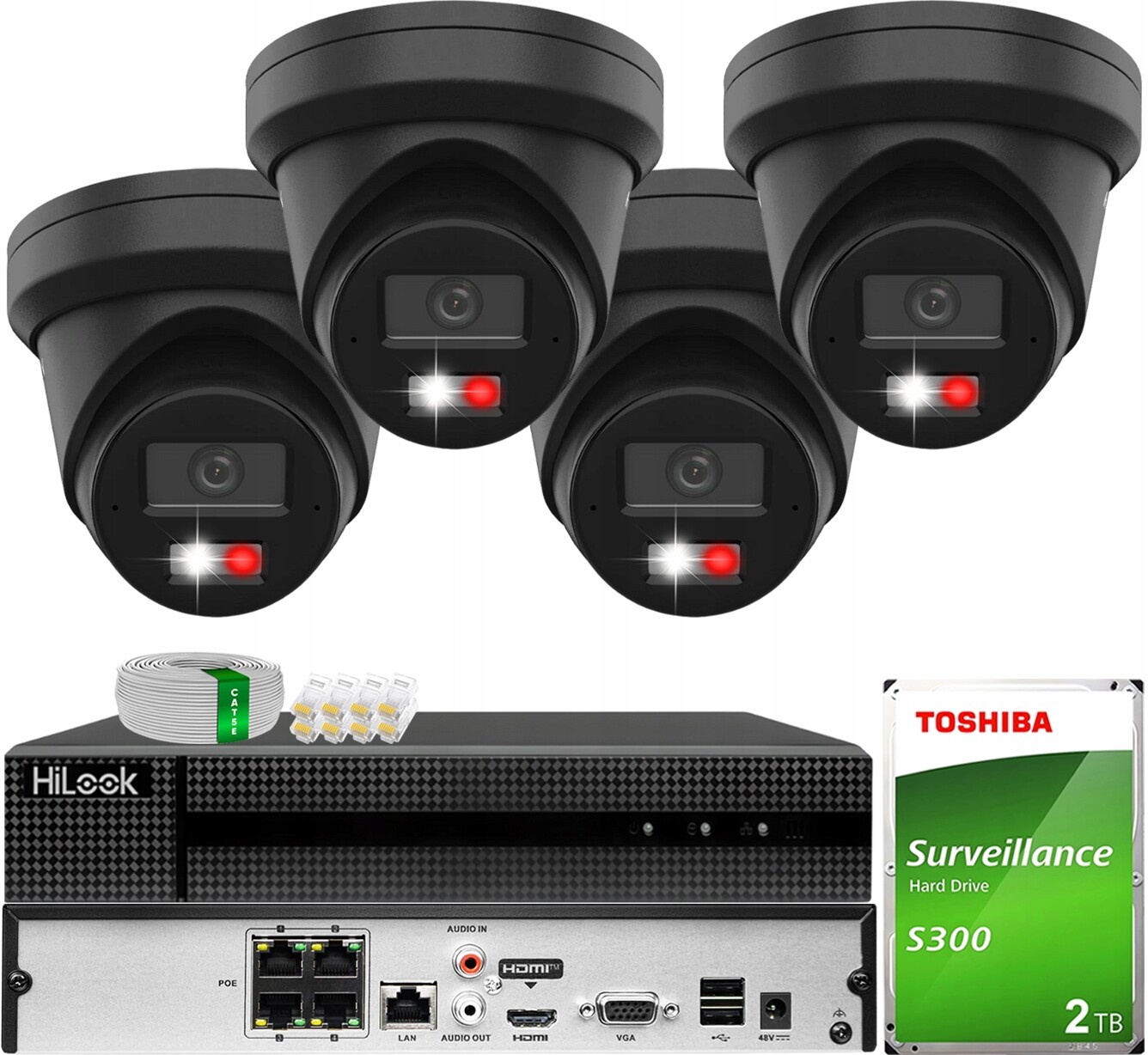 Monitorovací kamera Hikvision 4x DS-2CD2363G2-LI2U Černá 6MP AcuSense Led 2TB