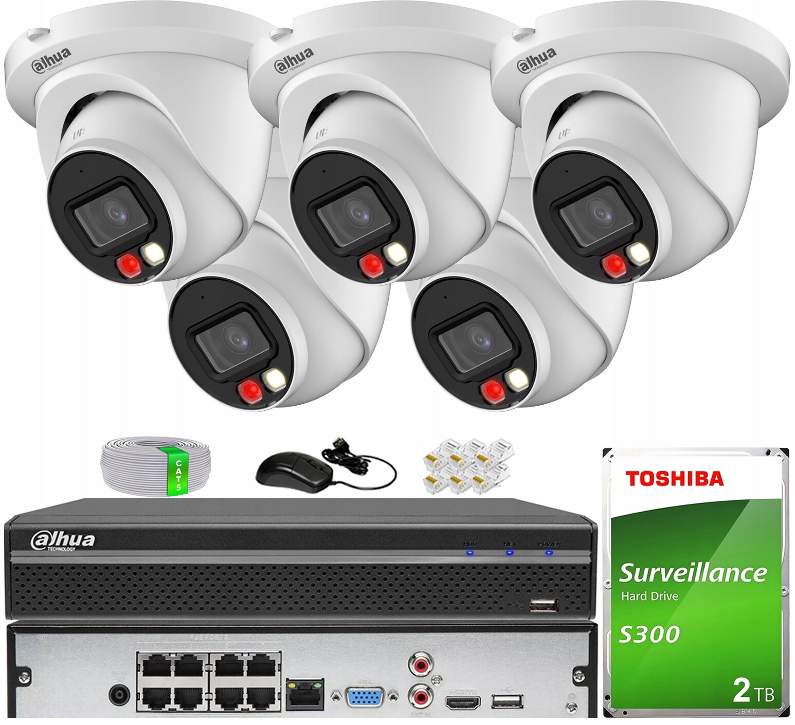 Sada monitorování Ip PoE 5x Kamera IPC-HDW2849TM-S-IL WizSense Dahua 2TB