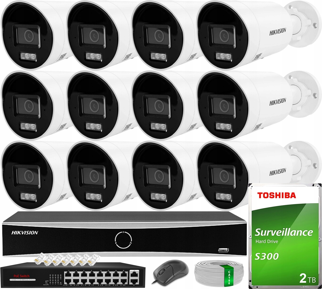 Monitorování na 12 kamer 6MPx s analýzou AcuSense Hybrid Disk 2TB Hikvision