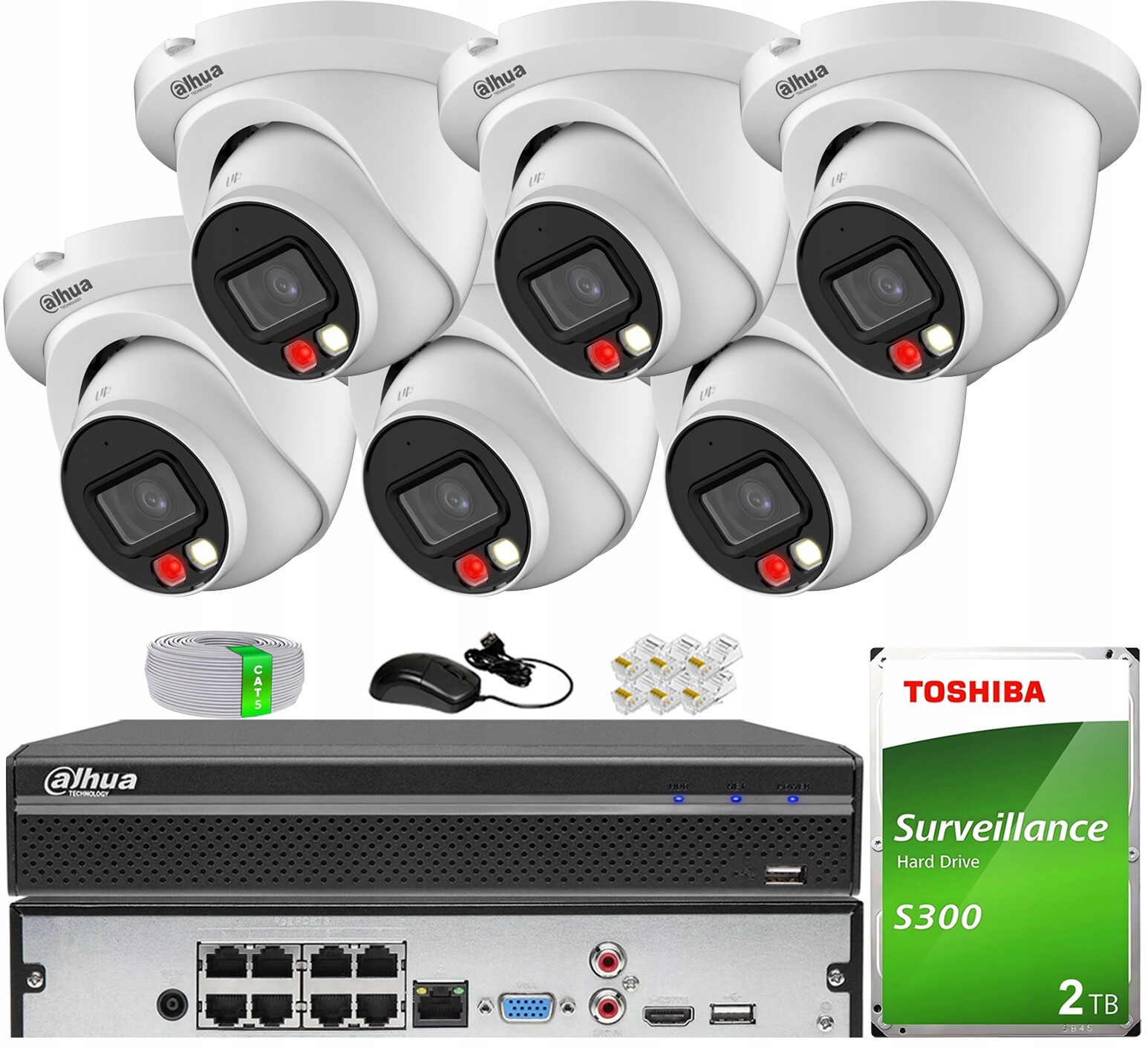 Ip monitorovací sada PoE 6x Kamera IPC-HDW2849TM-S-IL WizSense Dahua 2TB