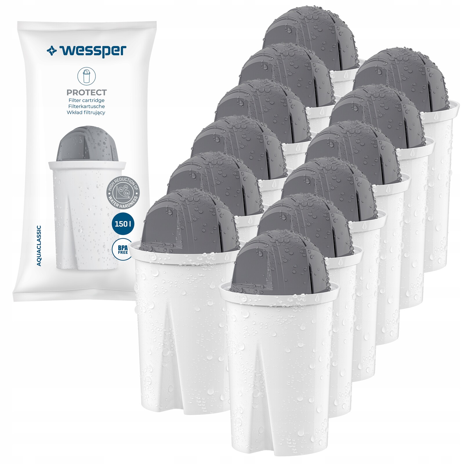 Filtr Wessper Protect pro skleněnou filtrační konvici Wessper tvrdá voda 12x