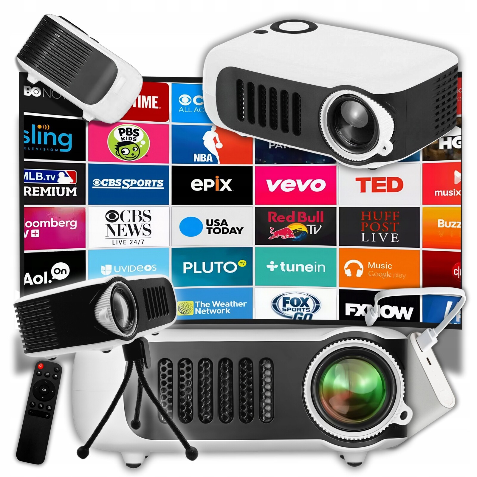 Projektor Mini Přenosný Multimediální na zeď pro počítač 1080P