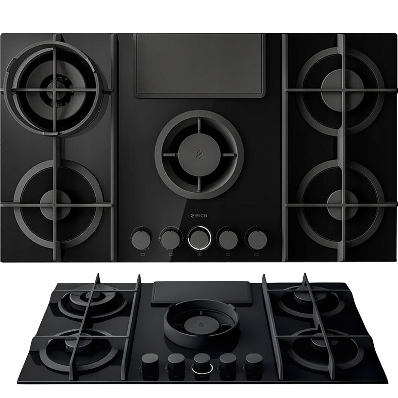 Plynová varná deska s vestavěným odsavačem par Elica NikolaTesla Flame BL/A/88 Výtah