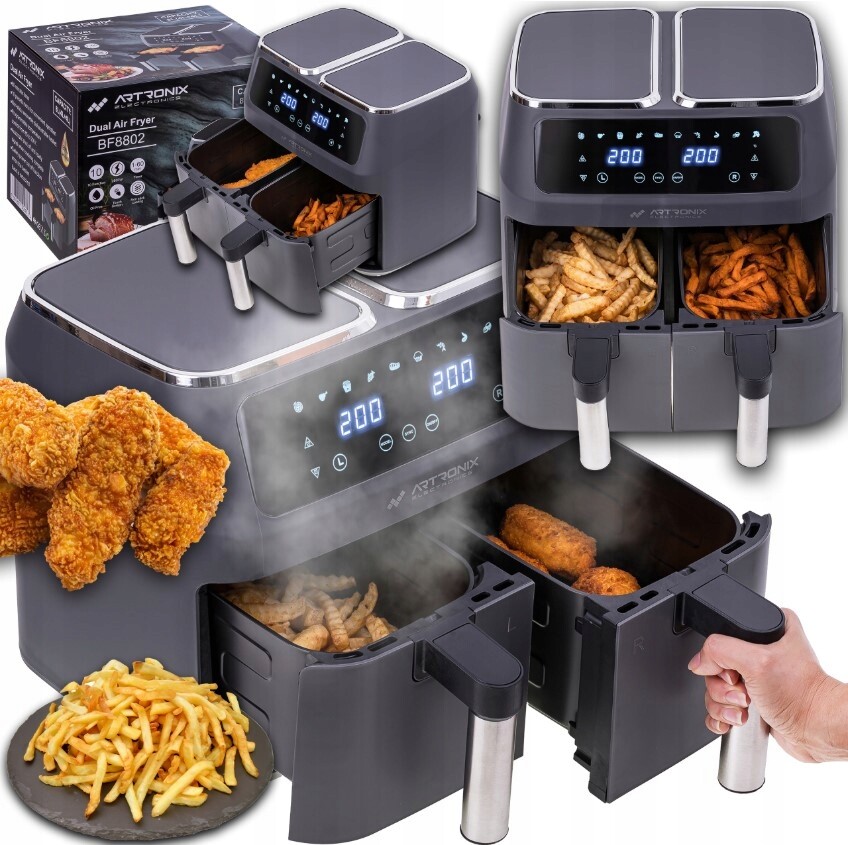 Dvojitá Beztuková Fritéza Air Frier 8 L 2800 W, Dvoukomorová Trouba