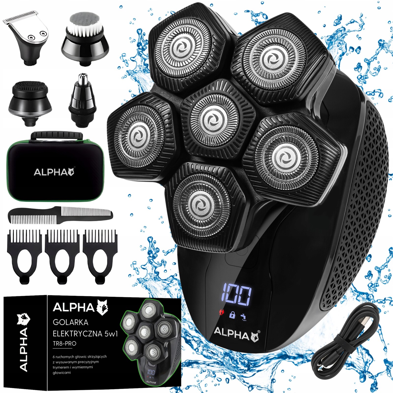 Holicí Strojek TR8 5W1 Holicí strojek na vousy, vlasy a hlavu Zastřihovač Alpha
