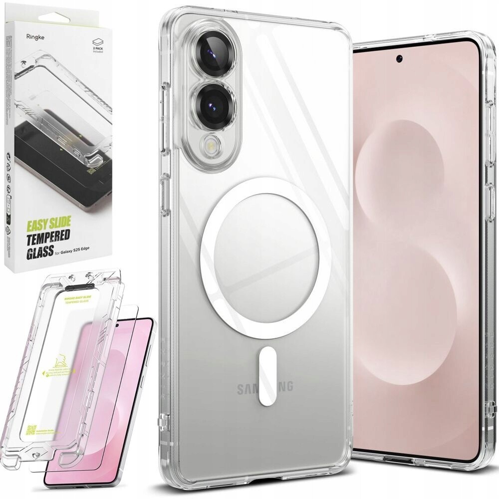 Pouzdro Ringke Fusion s MagSafe Qi2 Sklo 3mk Fg pro Samsung Galaxy S25 Edge