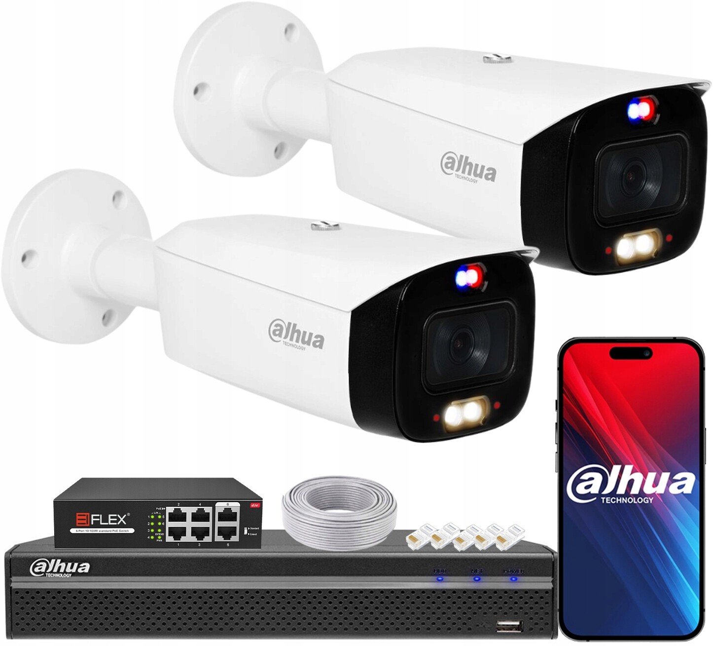 Monitorovací sada Dahua 2x Ip kamera 8Mpx IPC-HDW3849H-AS-PV-S5 TiOC PoE