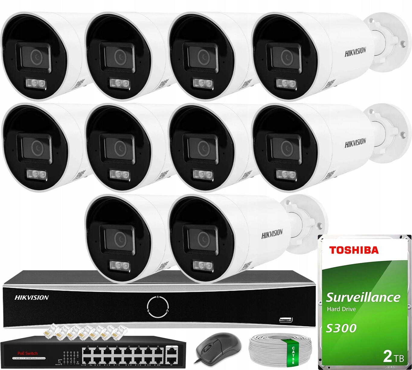 Monitorování na 10 kamer 6 MPx s analýzou AcuSense Hybrid Disk 2TB Hikvision