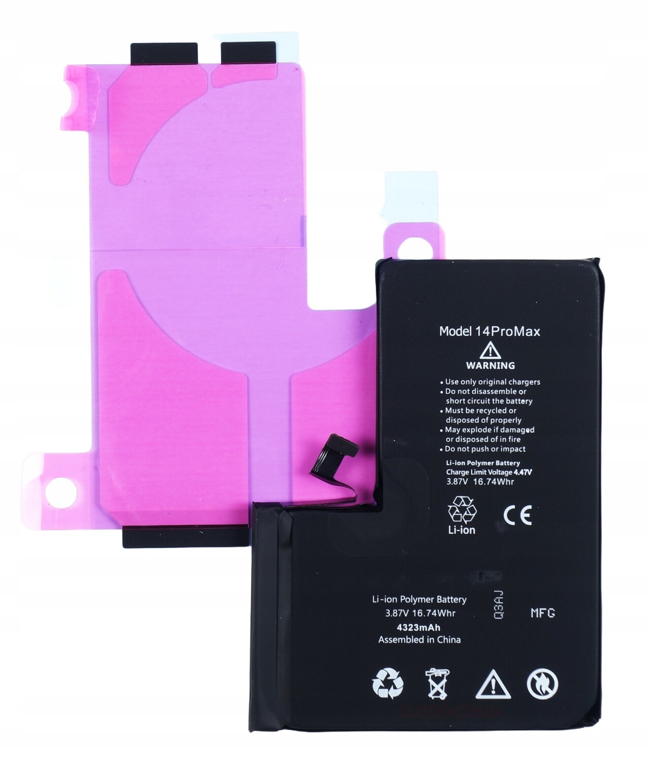 Baterie pro Apple iPhone 14 Pro Max 4323 mAh Bez Sdělení Crack Bms lepidlo