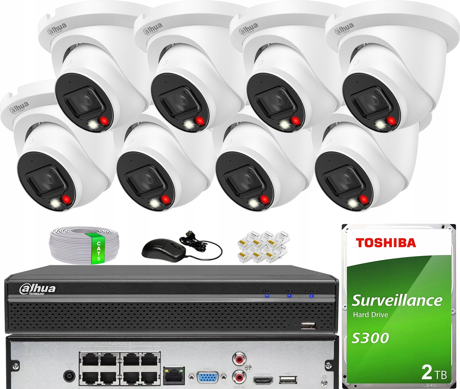 Sada monitorování Ip PoE 8 kamer IPC-HDW2649TM-S-IL-0280B WizSense Dahua