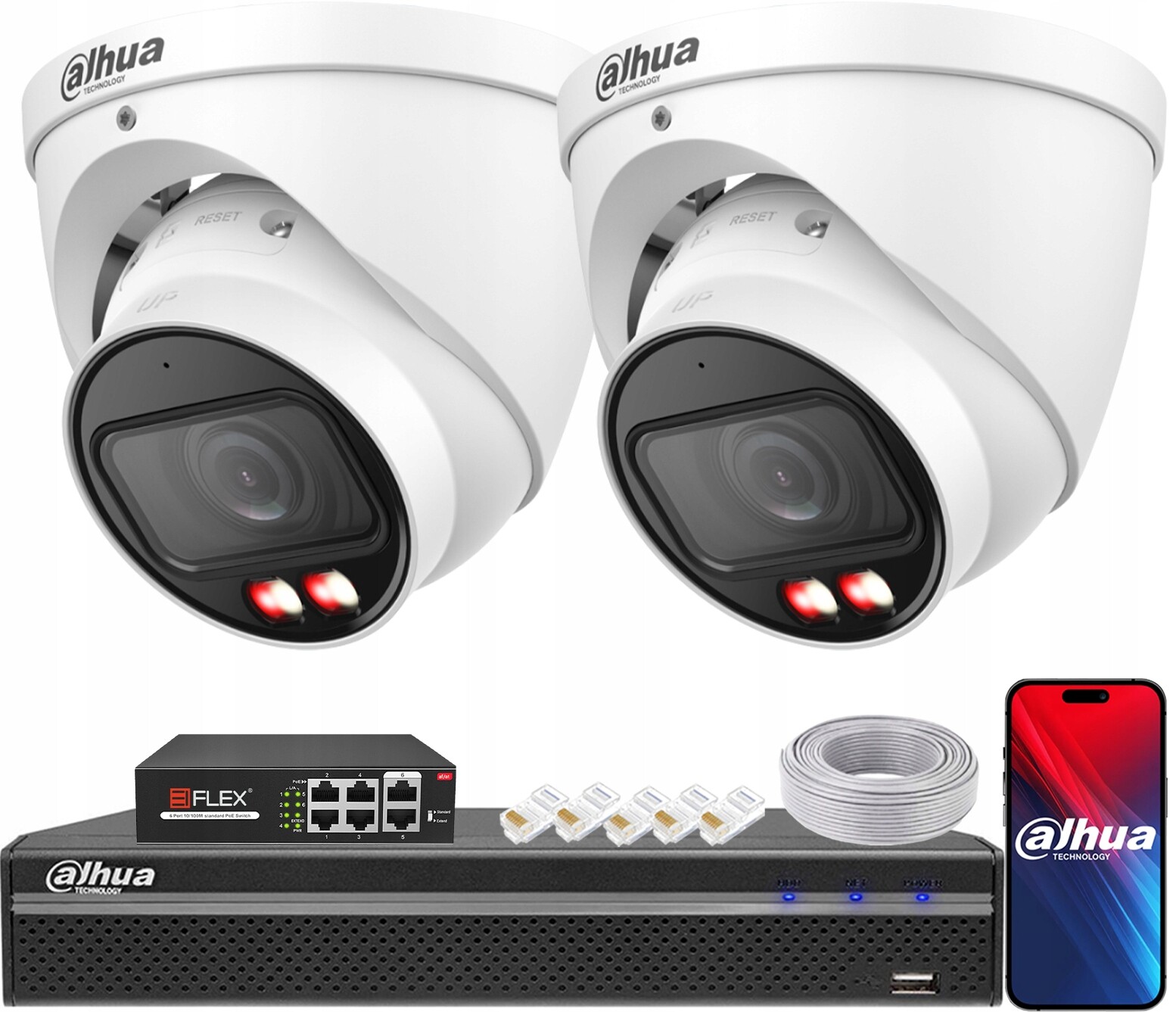 Monitorovací sada Dahua 2x 4Mpx Ip kamera IPC-HDW2449T-ZS-IL-27135 TiOC