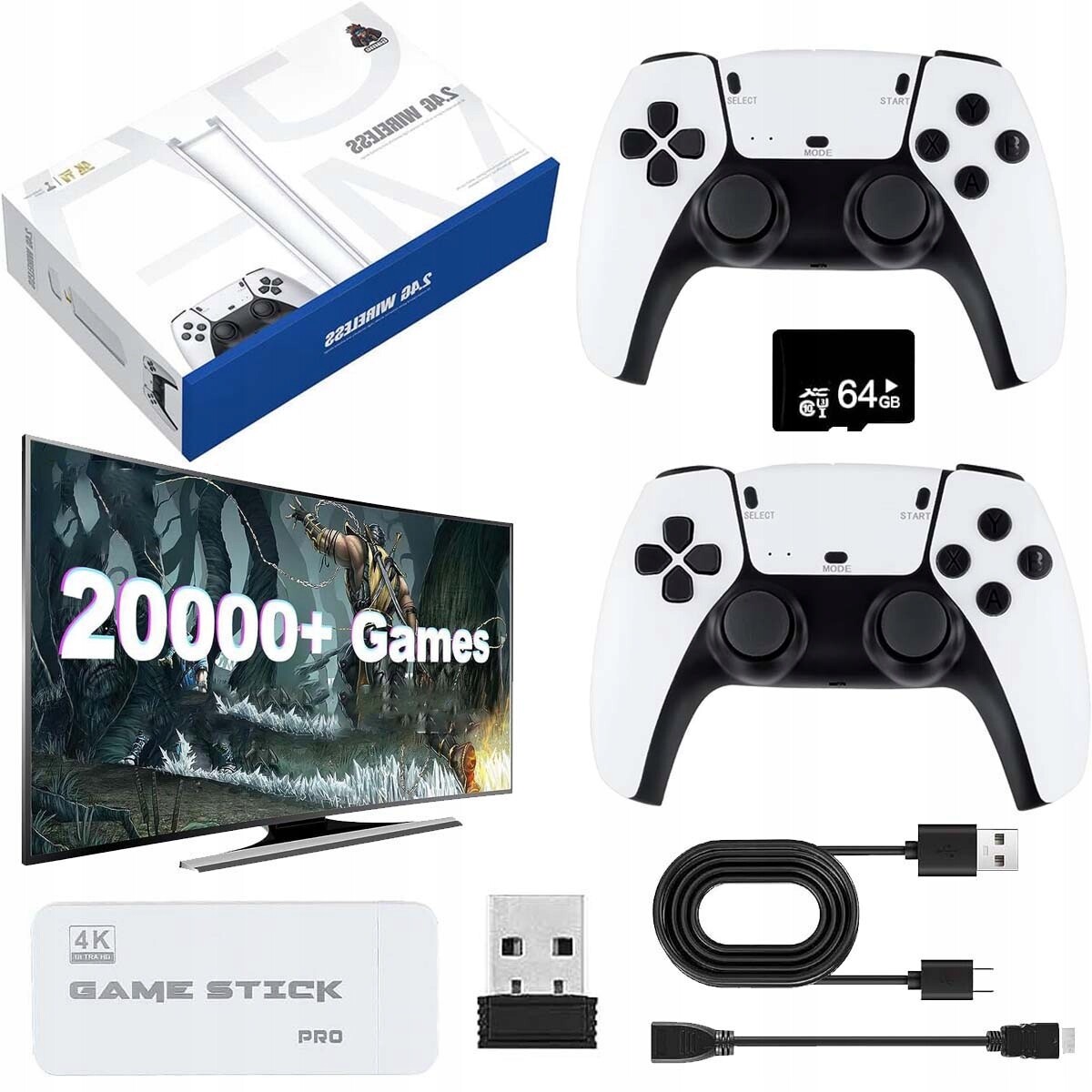 Hra 4K Bezdrátová Retro Konzole 64GB 20000 Hra 2 Pady