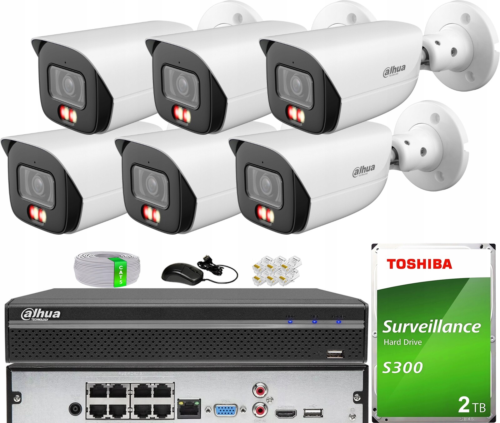 Sada monitorování Ip PoE 6 kamer IPC-HFW3649E-S-IL WizSense Dahua