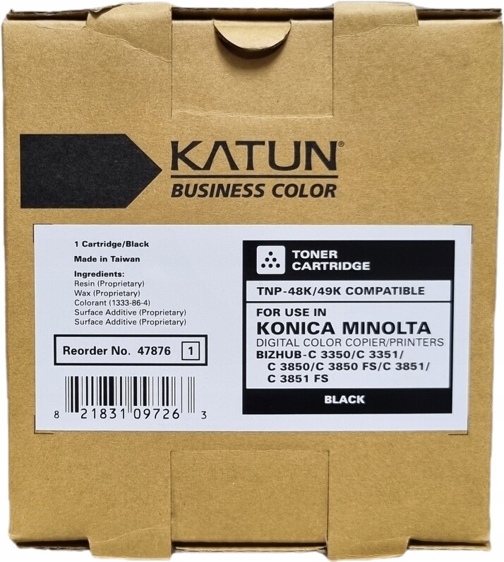 Toner Katun TNP48K TNP49K 47876 Konica Minolta bizhub C3350 C3850 C3850FS