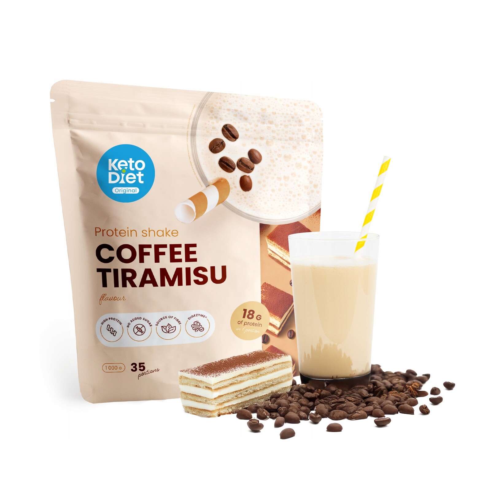 KetoDiet proteinový nápoj příchuť kávové tiramisu (35 porcí)