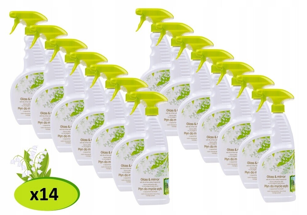 Sada čisticích prostředků na sklo s konvalinkovou vůní Blux 650 ml x 14