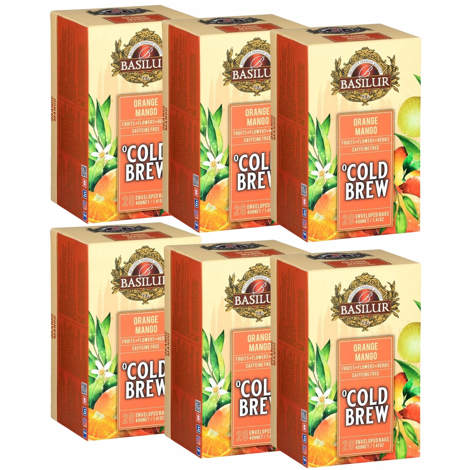 Basilur Cold Brew Ovocný čaj bez kofeinu, za studena, sáčky 20 x 2 g x 6 g