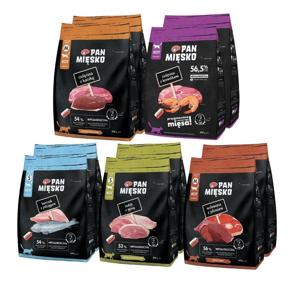 Krmivo suché pro kočky Pan Mięsko mix chutí 10x400 g křupky
