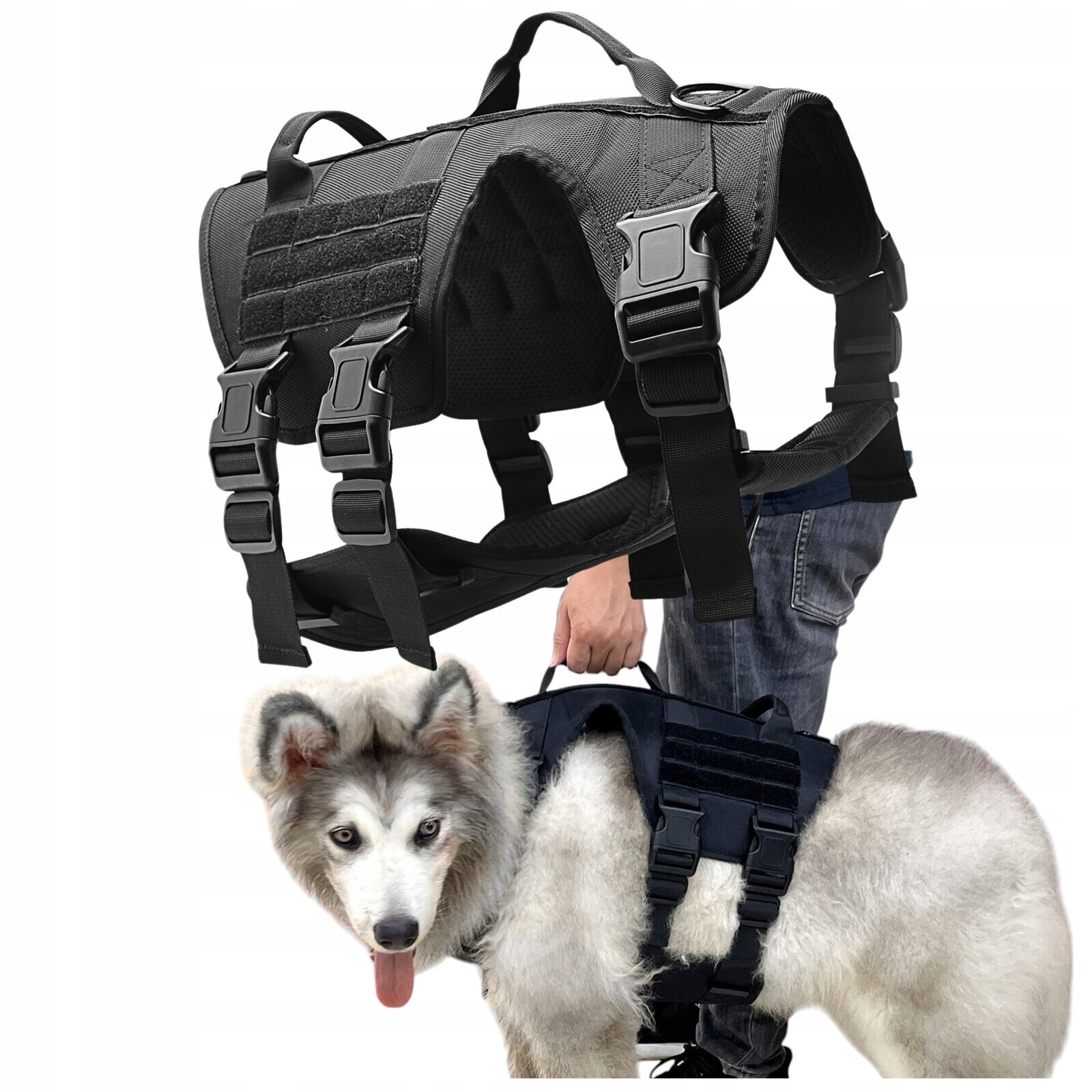 Procházkové postroje pro psa s nastavitelnými držadly, pohodlné, M, prémiový postroj