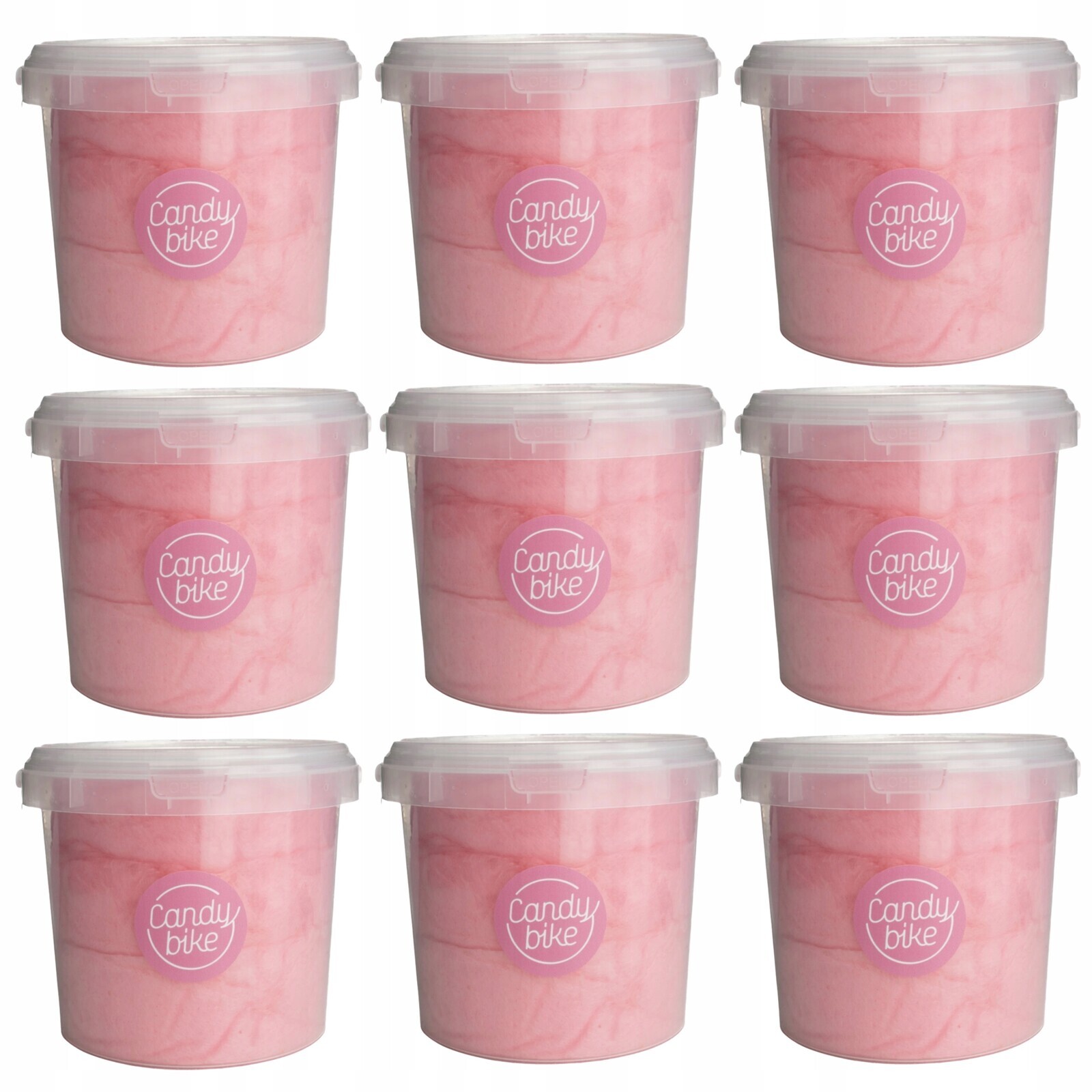 Cukrová vata 1l Růžová Sada 9 Kusů Dárek Sladkosti Nadýchaná Sladká