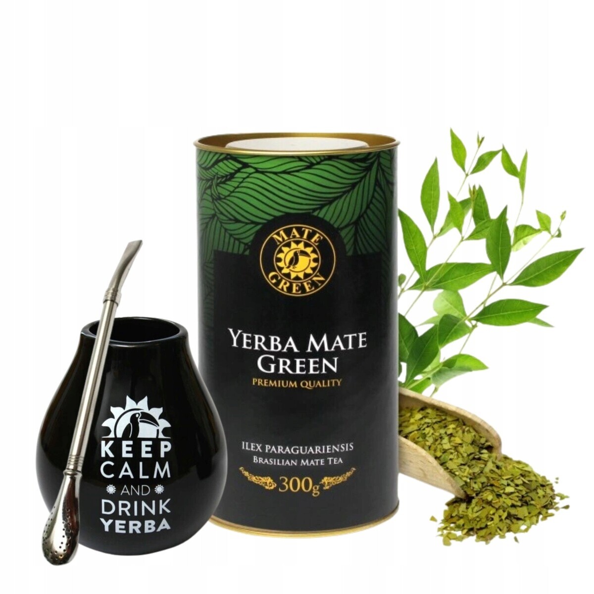 Sada Premium Yerba Mate Green Despalada 300 g v plechovce matero bombilla